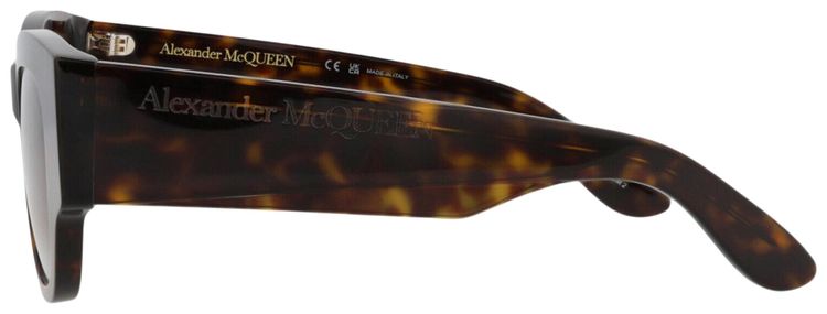 Alexander McQueen Square Frame Recycled Acetate Sunglasses Havana Brown