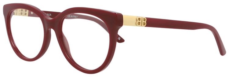 Balenciaga Round Frame Acetate Optical Frames Burgundy Transparent
