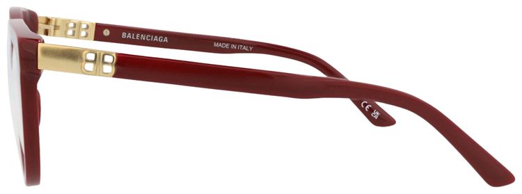 Balenciaga Round Frame Acetate Optical Frames Burgundy Transparent
