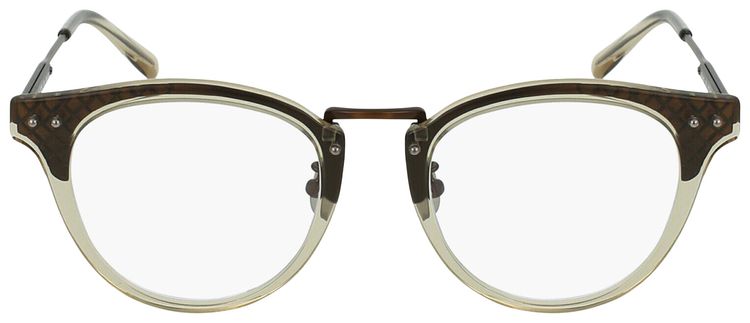 Bottega Veneta Round Frame Acetate Optical Frames Bronze Transparent