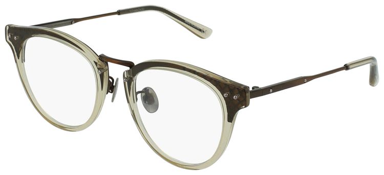 Bottega Veneta Round Frame Acetate Optical Frames Bronze Transparent