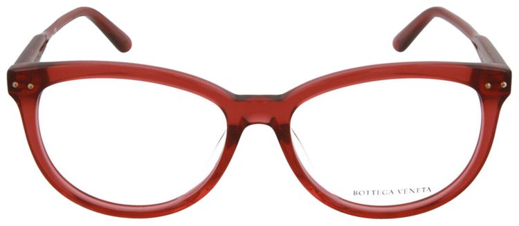 Bottega Veneta Round Frame Acetate Optical Frames Red Transparent
