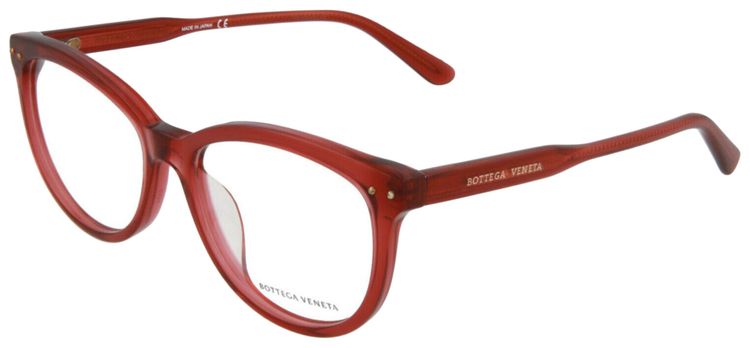 Bottega Veneta Round Frame Acetate Optical Frames Red Transparent