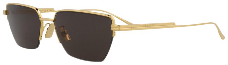 Bottega Veneta Square Frame Metal Sunglasses Gold Grey