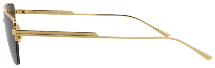 Bottega Veneta Square Frame Metal Sunglasses Gold Grey