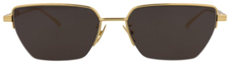 Bottega Veneta Square Frame Metal Sunglasses Gold Grey