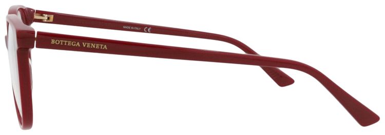 Bottega Veneta Round Frame Acetate Optical Frames Burgundy Transparent
