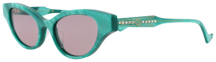 Gucci Cat Eye Frame Recycled Acetate Sunglasses Green Violet