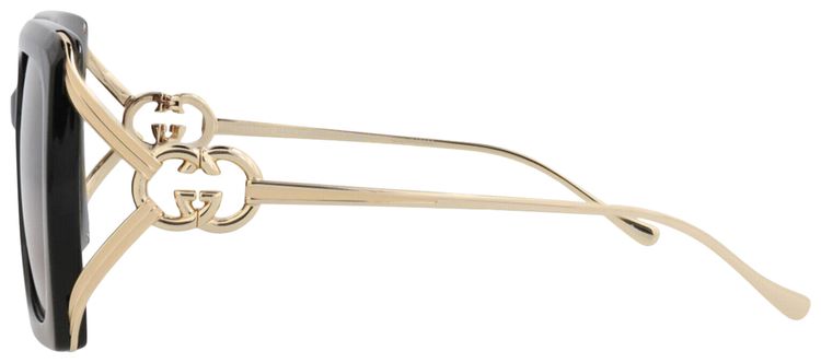 Gucci Square Frame Injection Sunglasses Black Gold Red