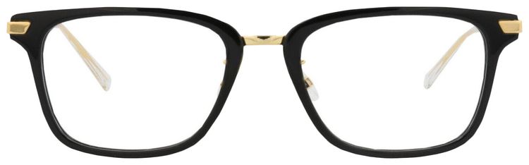 Bottega Veneta Square Frame Acetate Optical Frames Black Gold Transparent