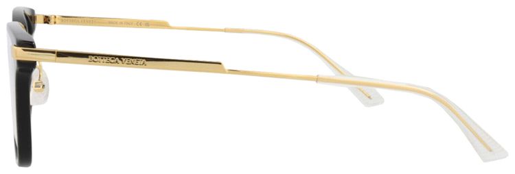 Bottega Veneta Square Frame Acetate Optical Frames Black Gold Transparent