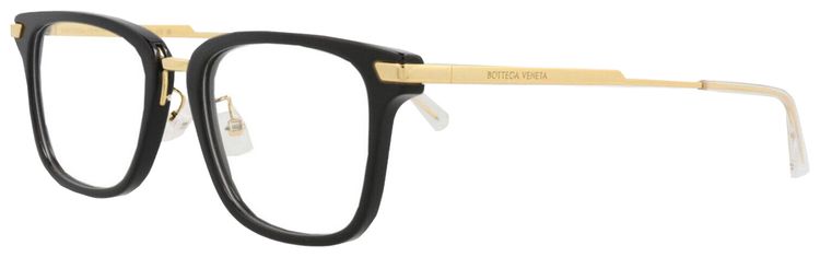 Bottega Veneta Square Frame Acetate Optical Frames Black Gold Transparent