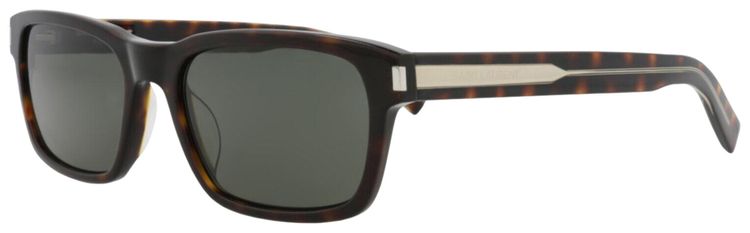 Saint Laurent Square Frame Recycled Acetate Sunglasses Havana Crystal Grey