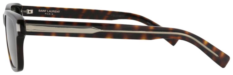 Saint Laurent Square Frame Recycled Acetate Sunglasses Havana Crystal Grey