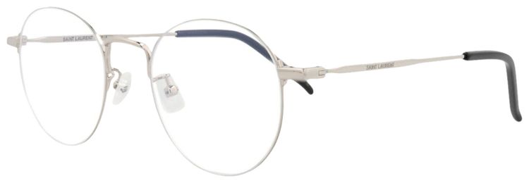 Saint Laurent Round Frame Metal Optical Frames Silver Transparent
