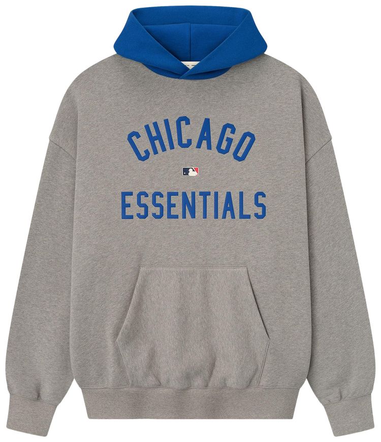 Fear of God Essentials Cubs Sport Hoodie Concrete HeatherBlue