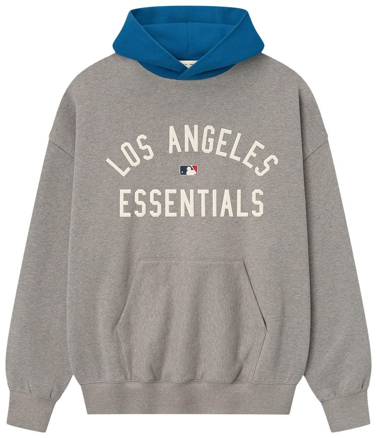 Fear of God Essentials Dodgers Sport Hoodie Concrete HeatherBlue Sapphire