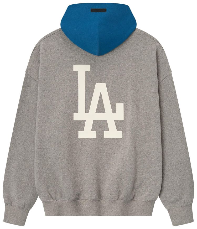 Fear of God Essentials Dodgers Sport Hoodie Concrete HeatherBlue Sapphire