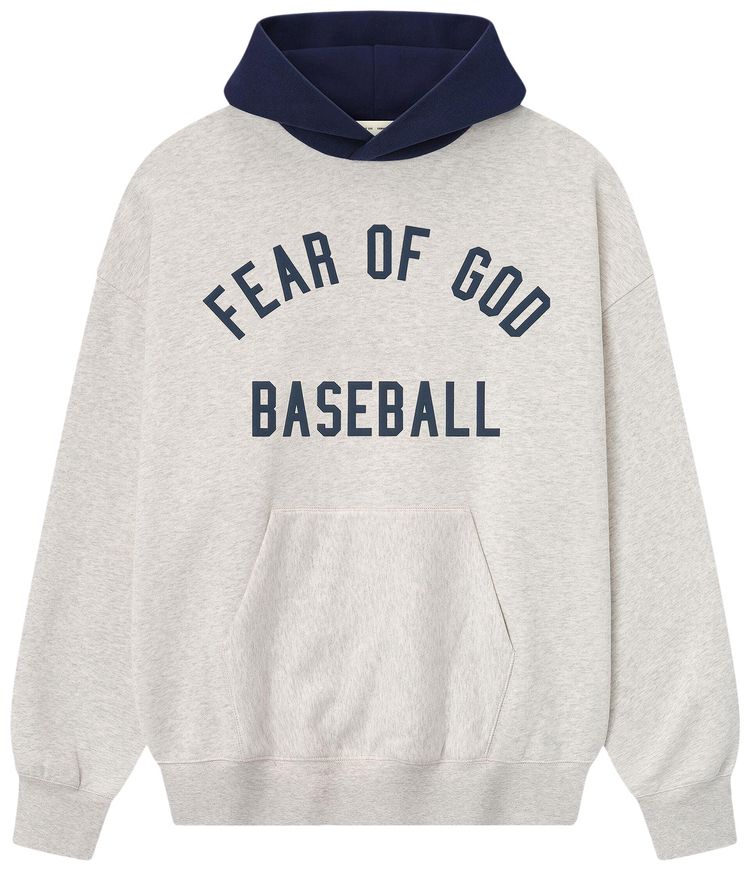 Fear of God Essentials MLB Sport Hoodie Oatmeal HeatherMidnight Navy