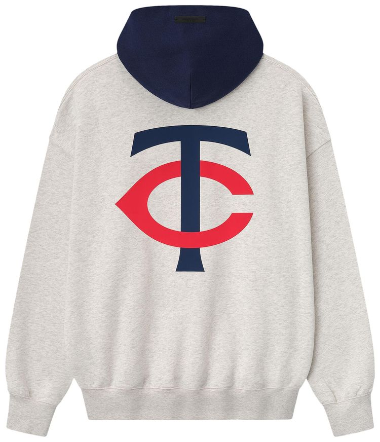 Fear of God Essentials Twins Sport Hoodie Oatmeal HeatherMidnight Navy