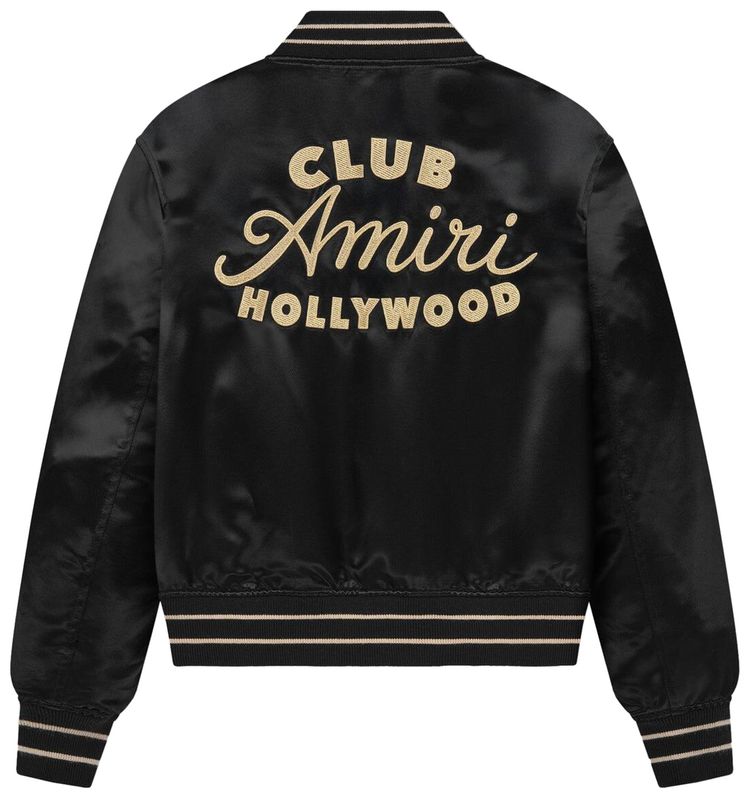 Amiri Club Amiri Satin Bomber Jacket Black