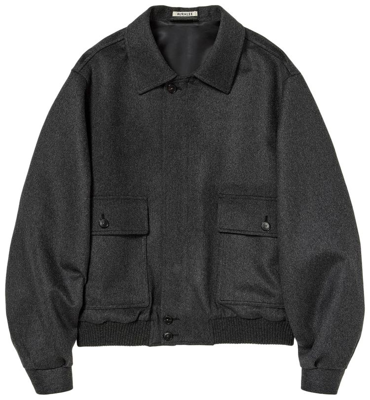 Auralee Cashmere Moleskin Zip Blouson Top Charcoal