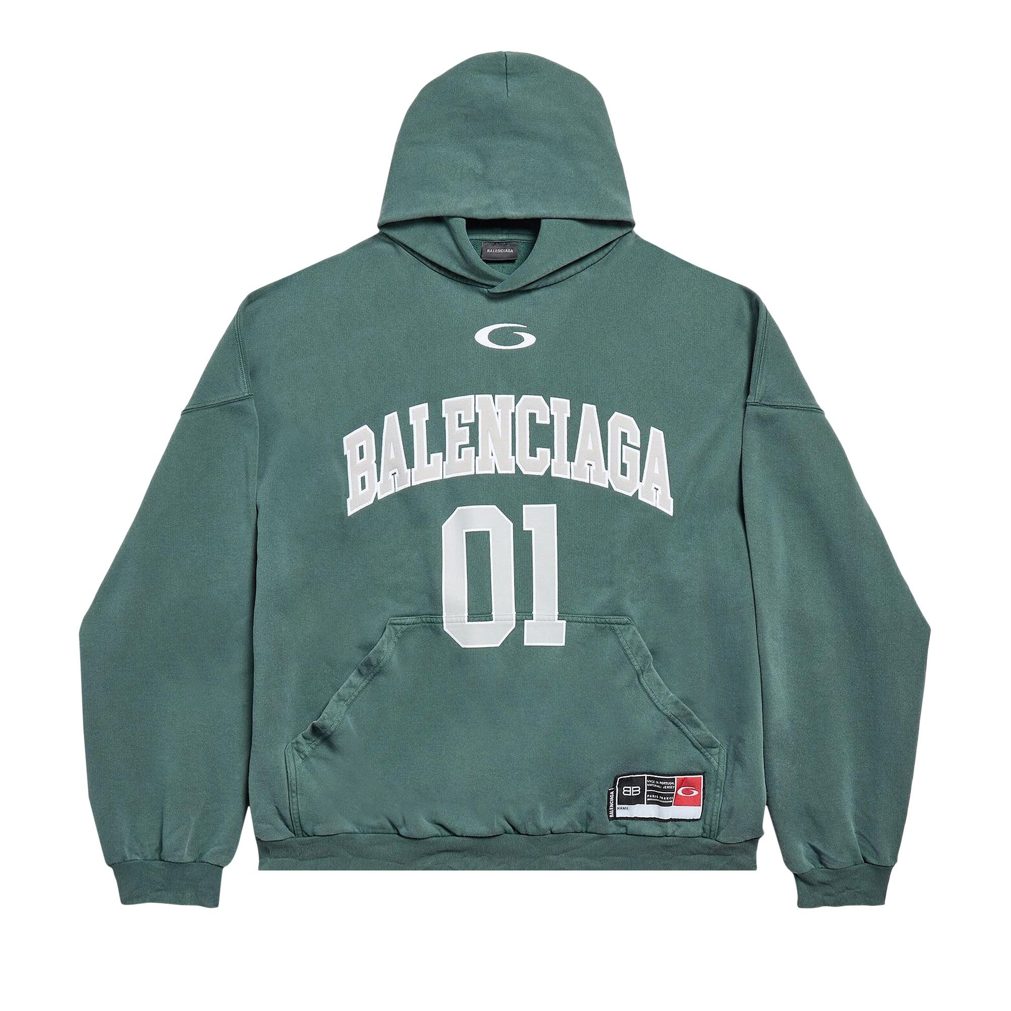 Buy Balenciaga Basketball Hoodie Large Fit 'Dark Green/Light Gry