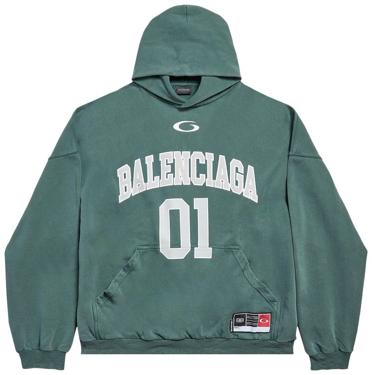 Balenciaga Basketball Hoodie Large Fit Dark GreenLight Gry
