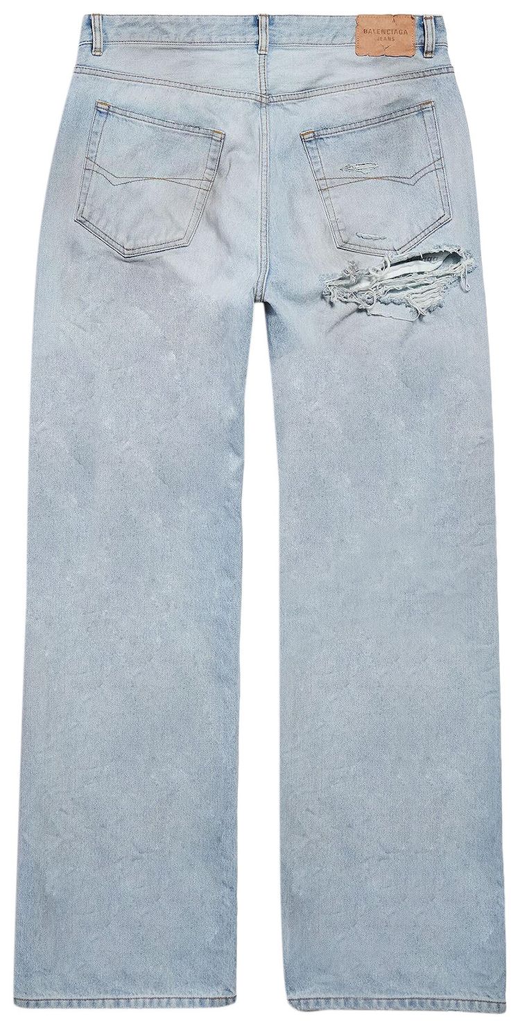 Balenciaga Distressed Relaxed Fit Pants Light Blue