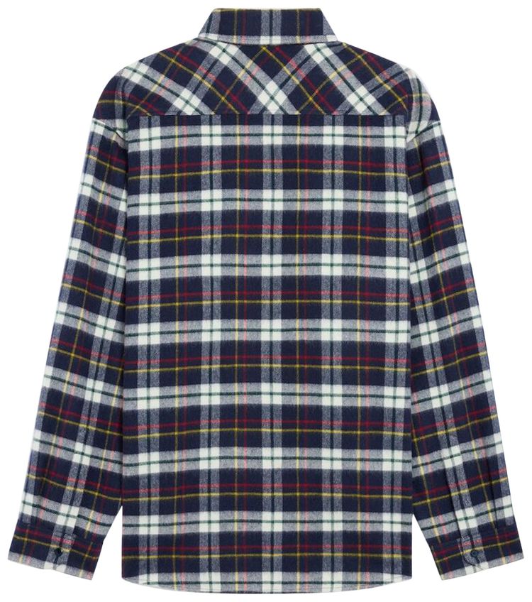 CELINE Relaxed Shirt In Brushed Checked Wool BleuBlancRouge