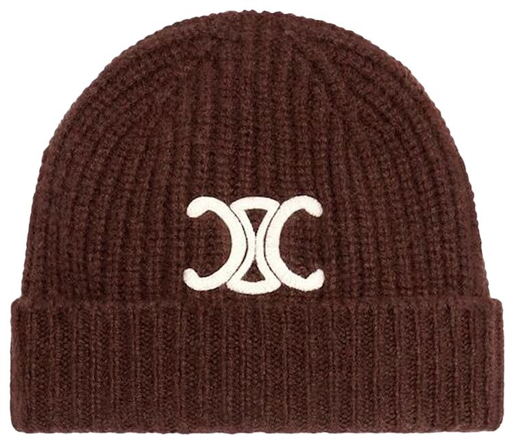 CELINE Triomphe Beanie In Seamless Cashmere Brown