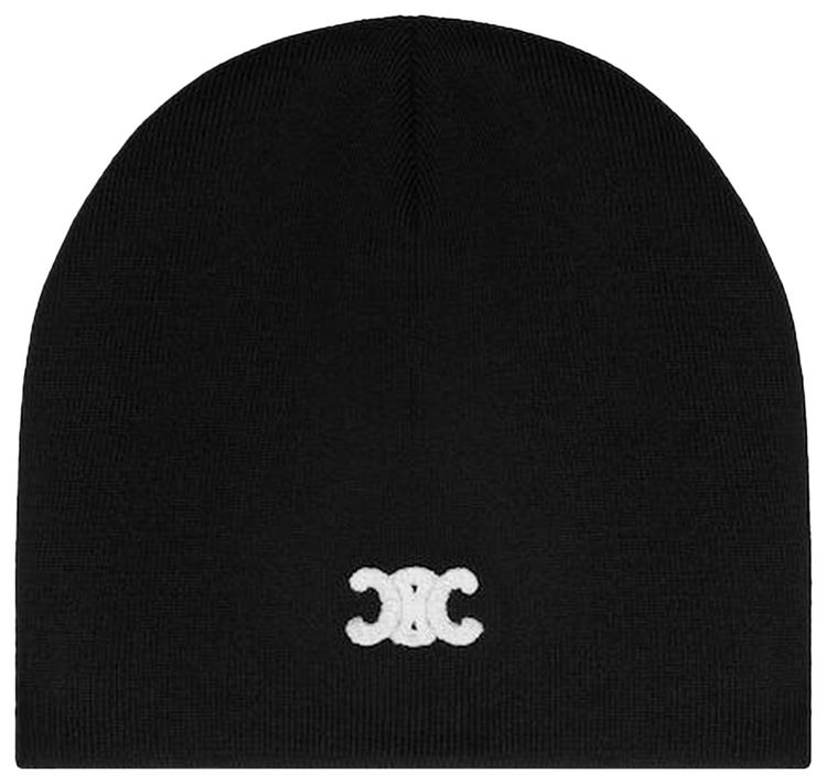 CELINE Triomphe Beanie in Wool Black