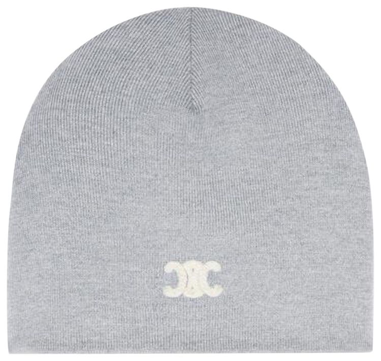 CELINE Triomphe Beanie in Wool Light Grey