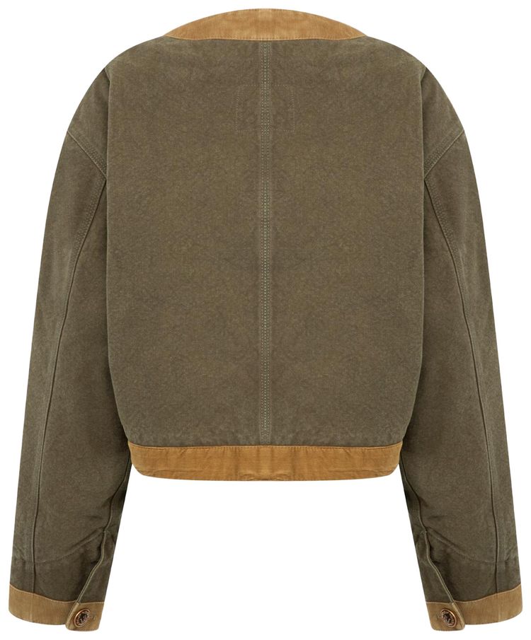 R13 Cord Trimmed Cropped Chore Jacket Dusky OliveCanvas Green