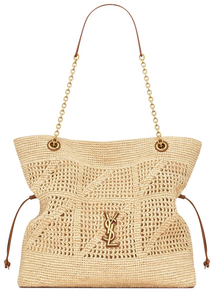 Saint Laurent Jamie Shopping In Raffia Pale BrownBriEbony