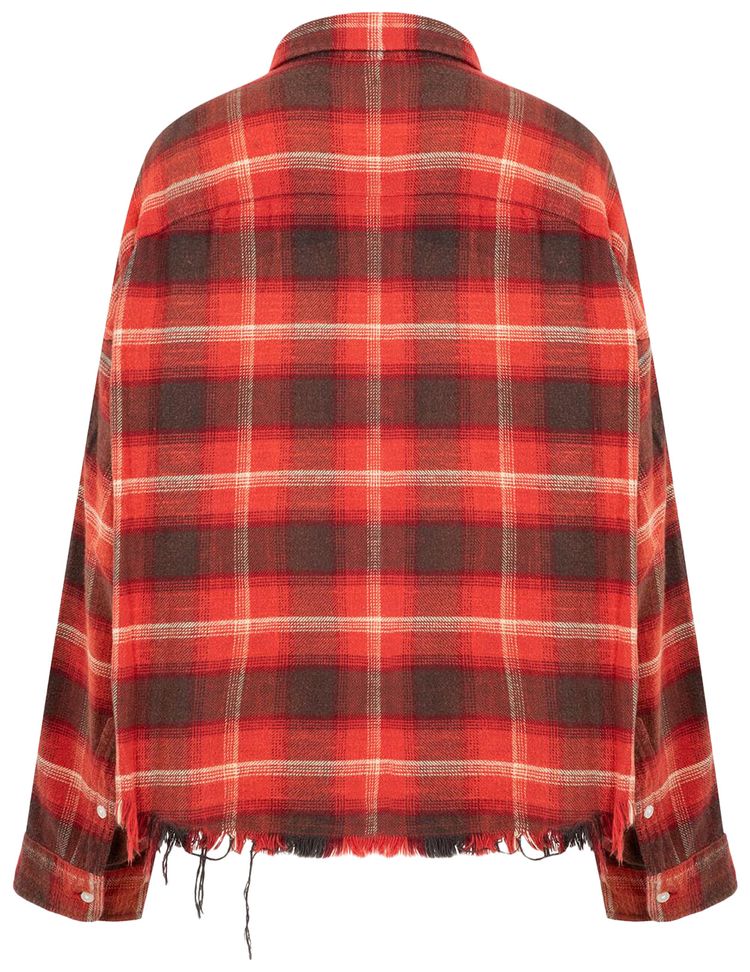 R13 Cropped Work Shirt RedBlackCream Plaid