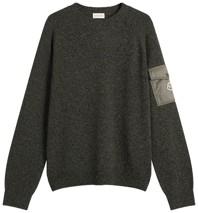 Moncler Wool Cashmere Mouline Crew Neck Jumper Green