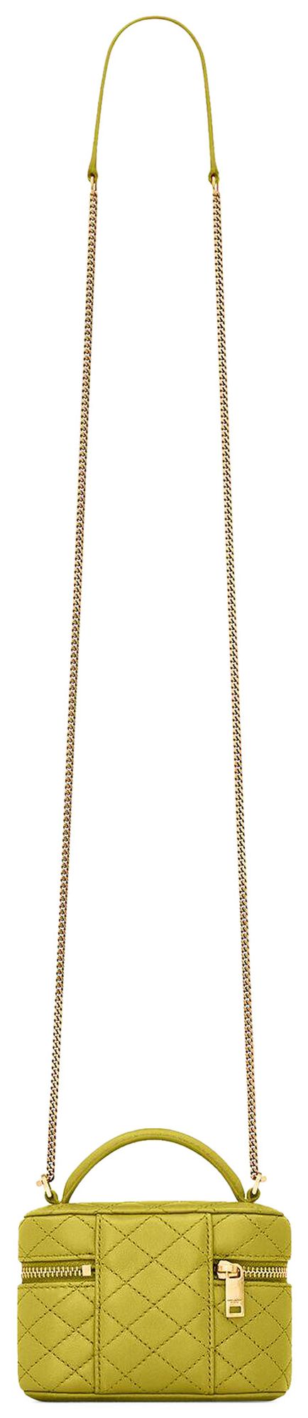 Saint Laurent Gaby Micro Vanity Bag In Lambskin Chartreuse Green