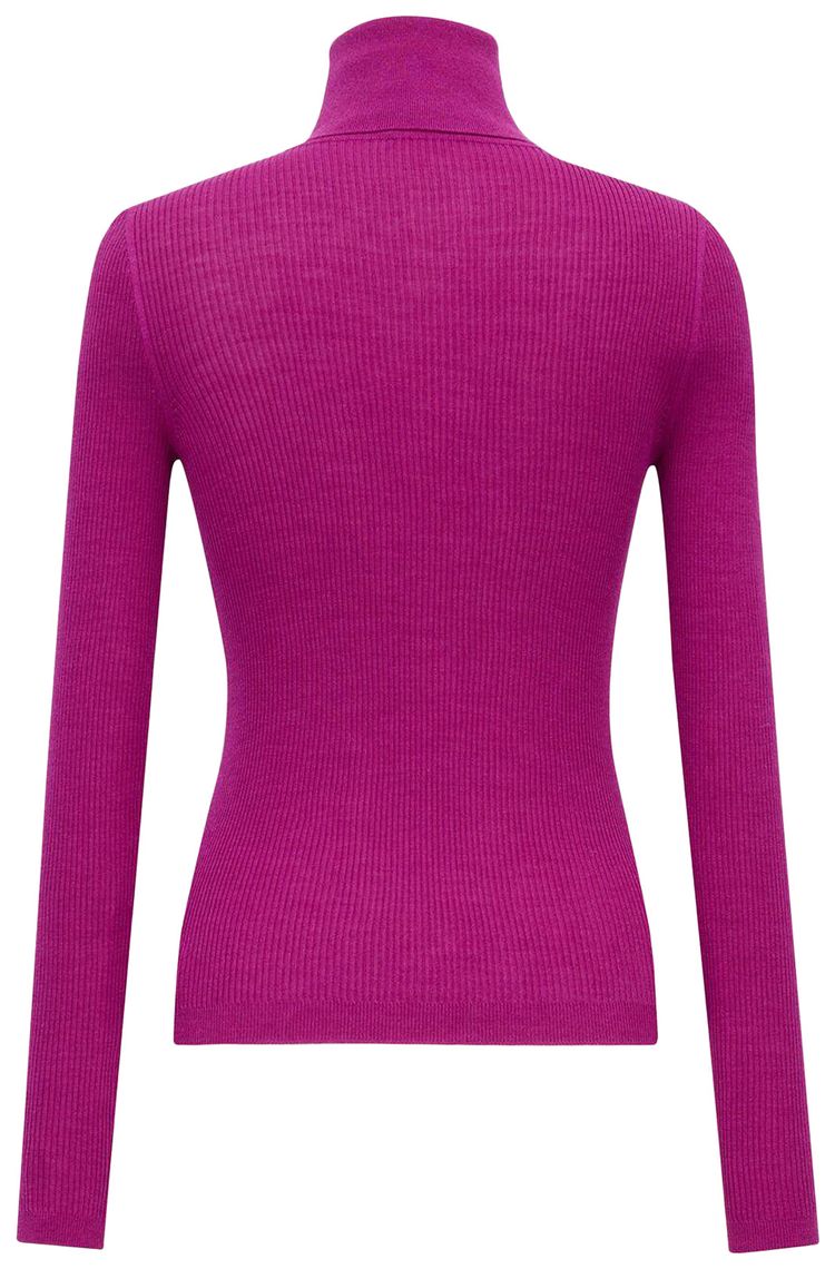 Saint Laurent Turtleneck Top In Cashmere Wool And Silk Magenta