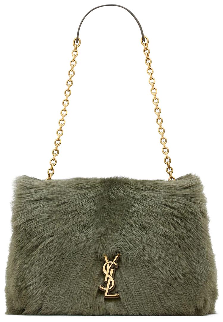 Saint Laurent Jamie Medium In Shearling Dark Olive