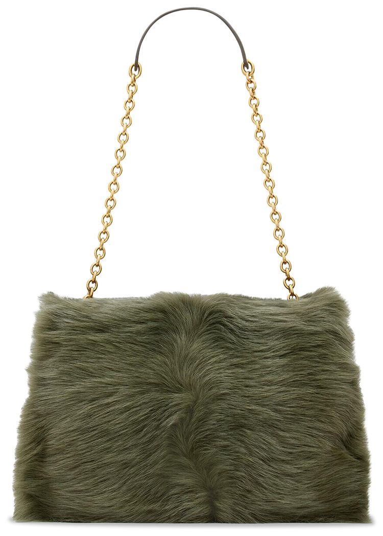 Saint Laurent Jamie Medium In Shearling Dark Olive