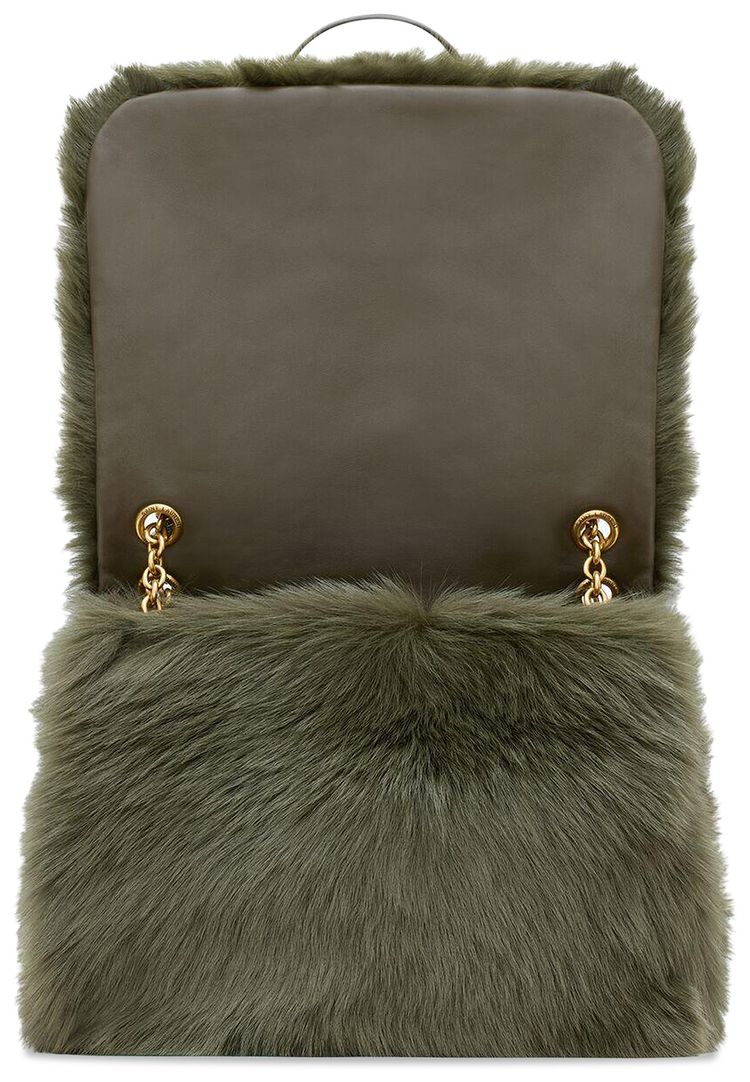 Saint Laurent Jamie Medium In Shearling Dark Olive