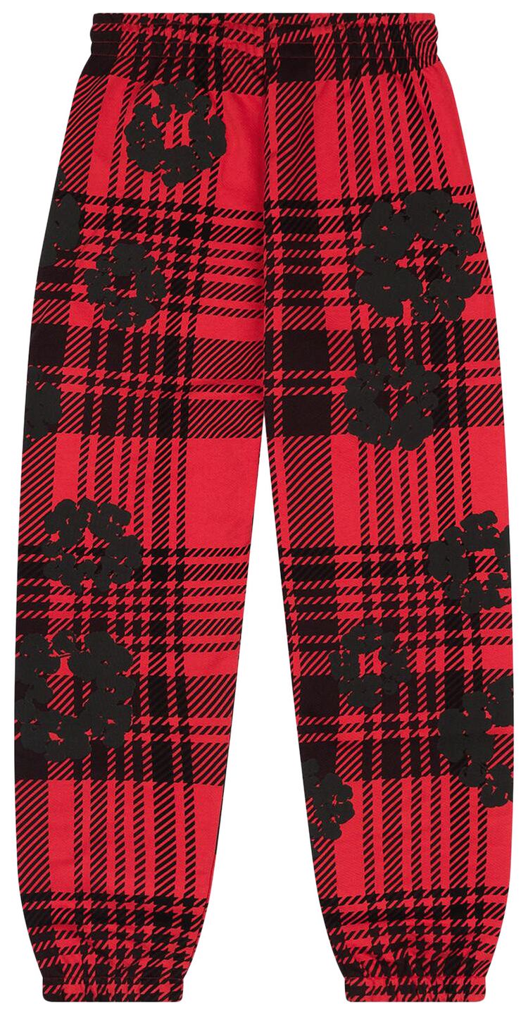 Denim Tears Plaid Cotton Wreath Sweatpants Red