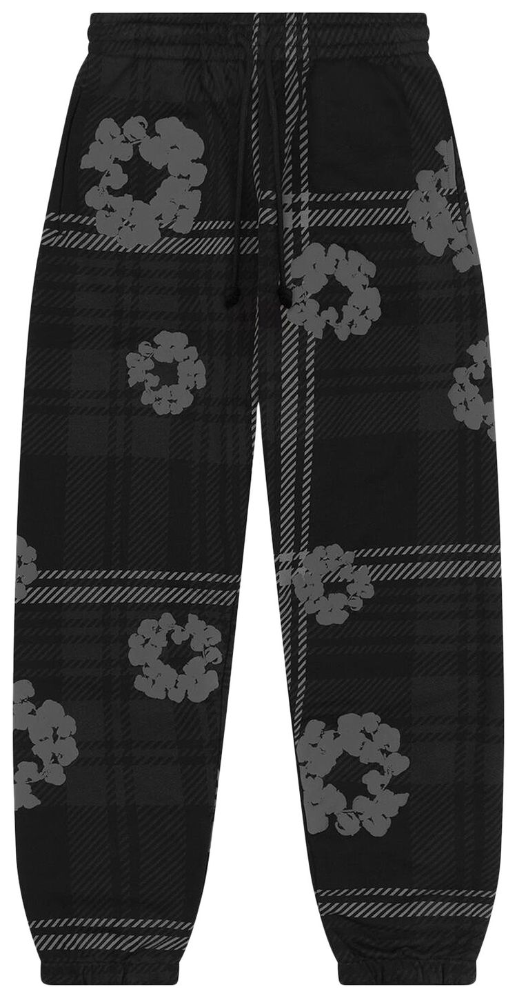 Denim Tears Plaid Cotton Wreath Sweatpants Black