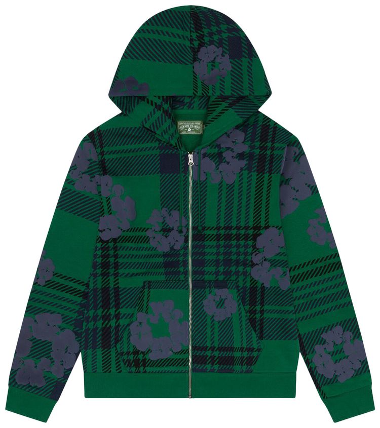 Denim Tears Plaid Cotton Wreath Zip Hoodie Green