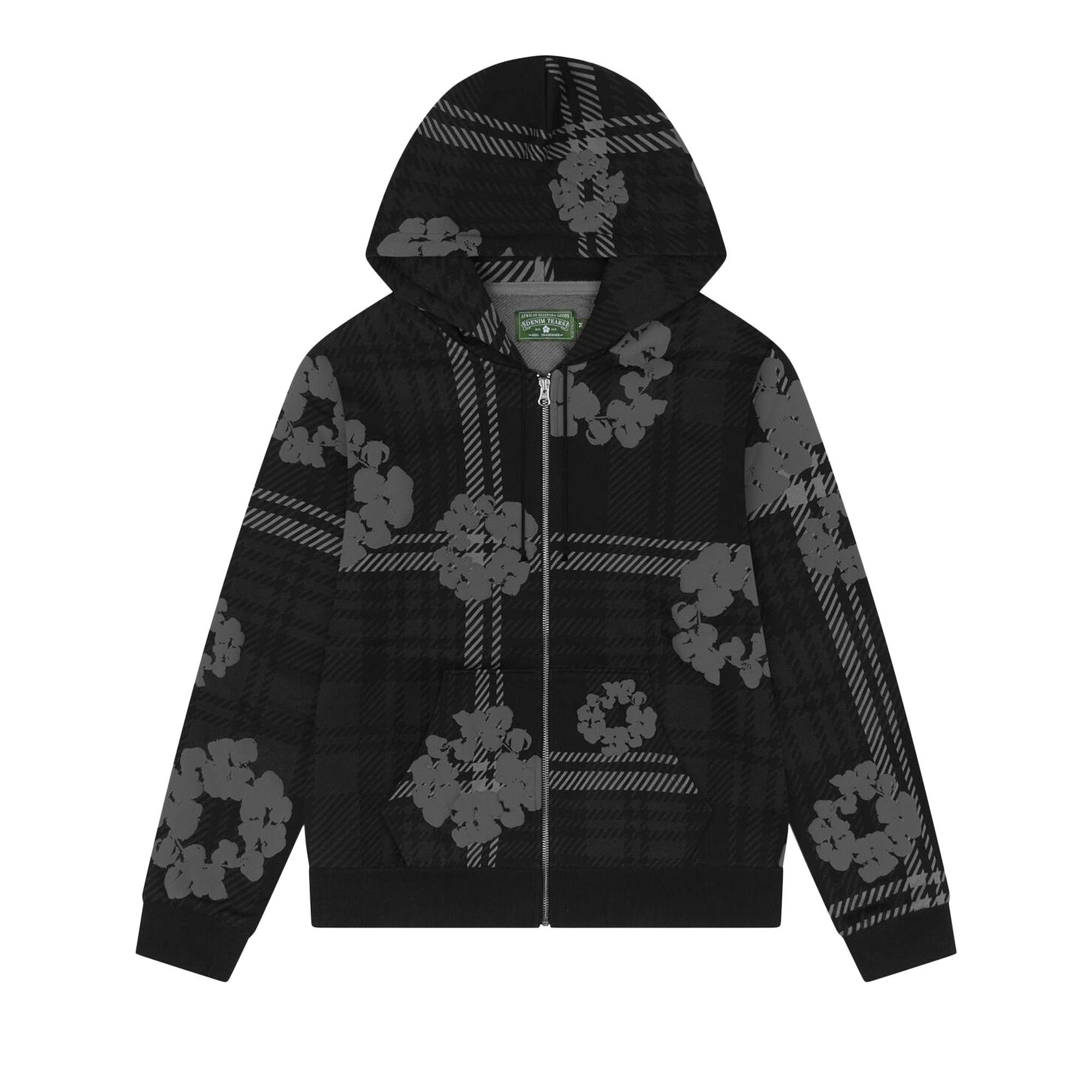 Buy Denim Tears Plaid Cotton Wreath Zip Hoodie 'Black