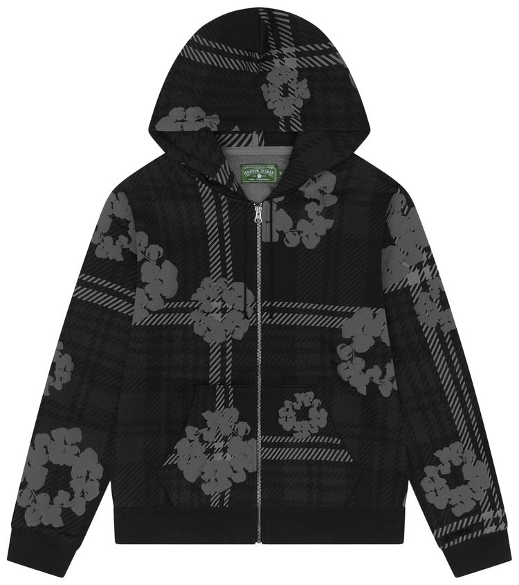 Denim Tears Plaid Cotton Wreath Zip Hoodie Black