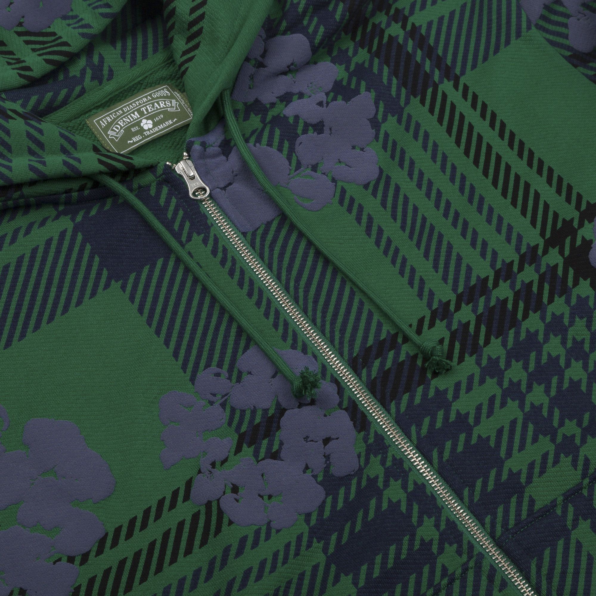 Buy Denim Tears Plaid Cotton Wreath Zip Hoodie 'Green