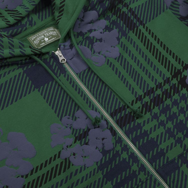 Denim Tears Plaid Cotton Wreath Zip Hoodie Green