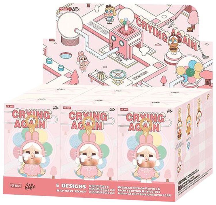 Pop Mart CryBaby Crying Again Series Vinyl Face Plush Sealed Whole Set Mystery 6 Blind Boxes